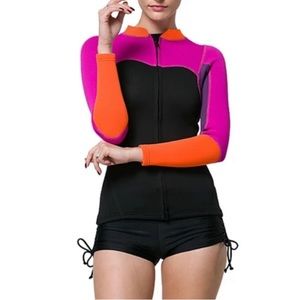 Sbart Color Block Neoprene Wetsuit Jacket Top Fits like a USA Large BNWT